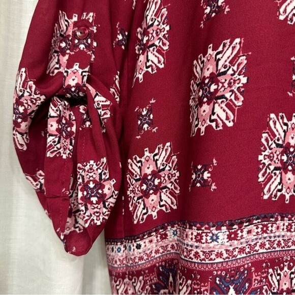 Pink Republic Three-Quarter Sleeve Medallion Mixed Print Multicolor Size S Top - Picture 12 of 15